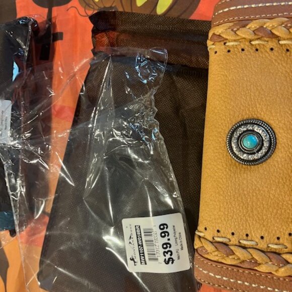 Montana West Trifold Wallet Brown on Brown Rhinestone Flower Bling Western Purse - Picture 4 of 8